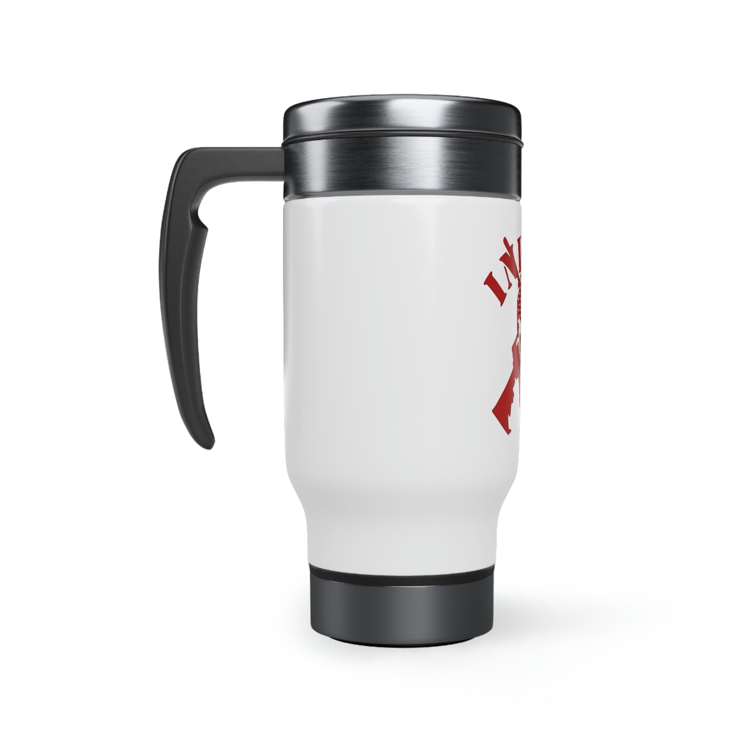 Punisher Skull and Cross Rifles Stainless Steel Travel Mug with Handle, 14oz
