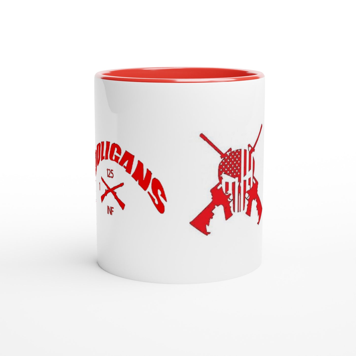 Hooligan/Punisher White 11oz Ceramic Mug with Red Inside