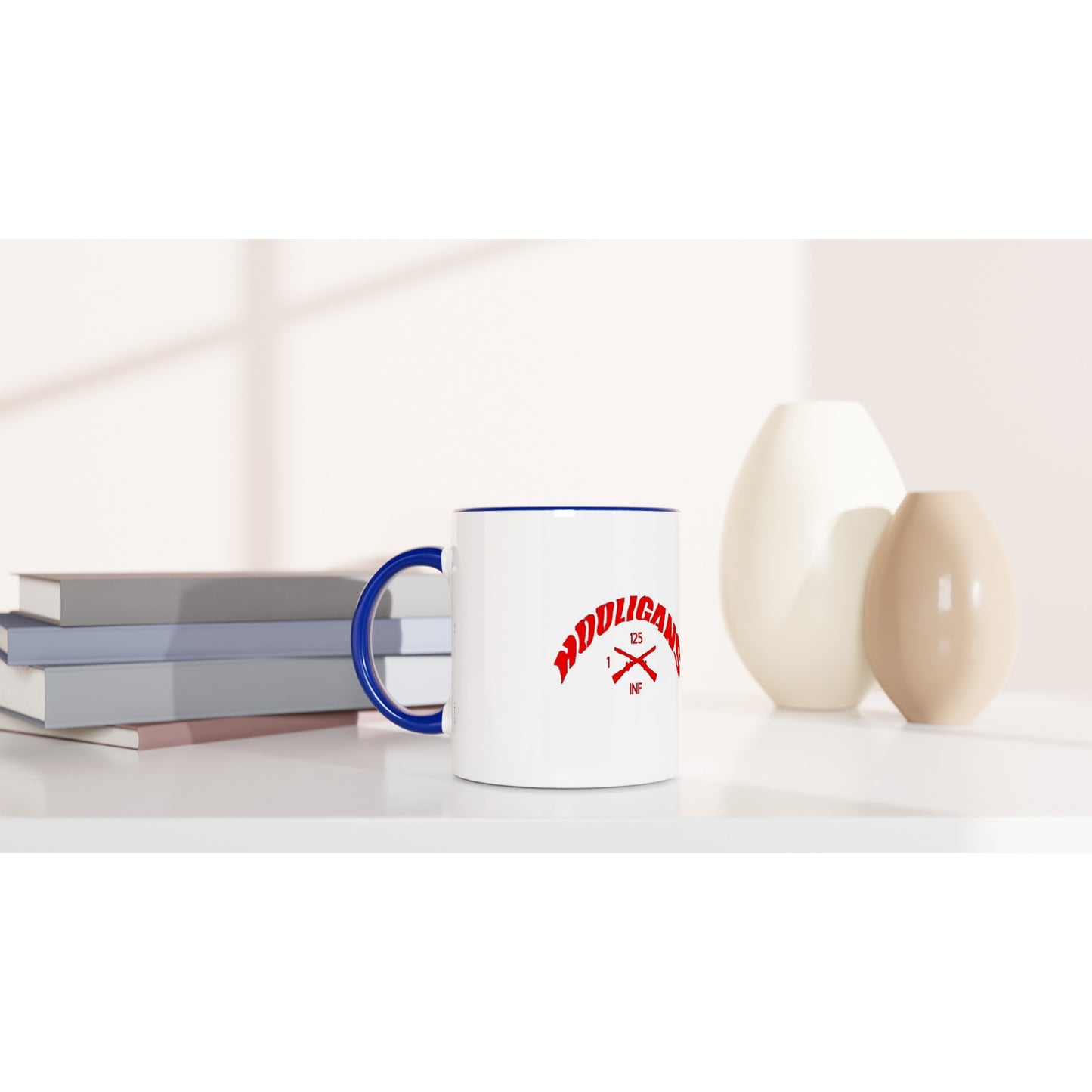 Hooligan/Punisher White 11oz Ceramic Mug with Blue Inside