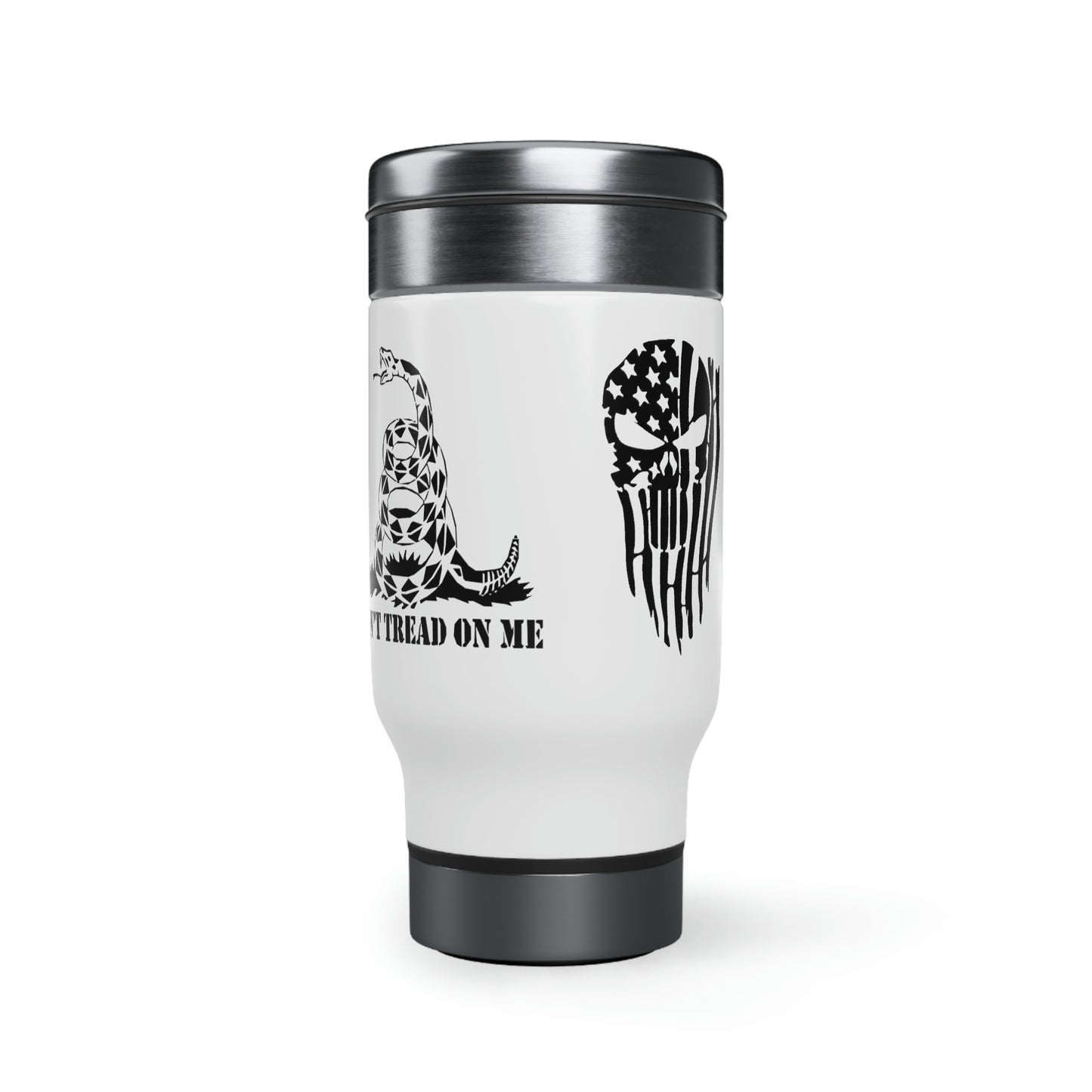 Don't Tread On Me / Punisher Stainless Steel Travel Mug with Handle, 14oz