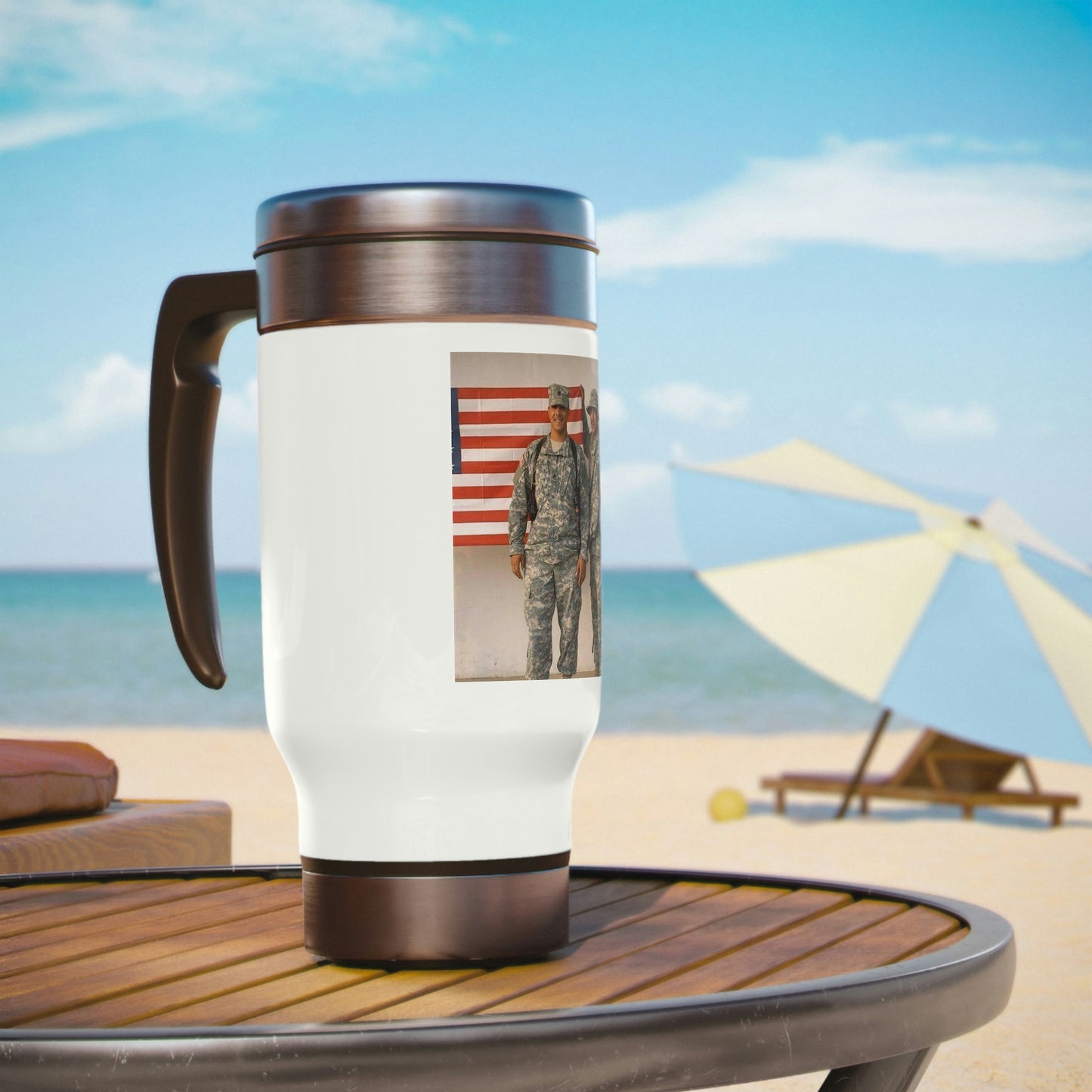 Stainless Steel Travel Mug with Handle, 14oz