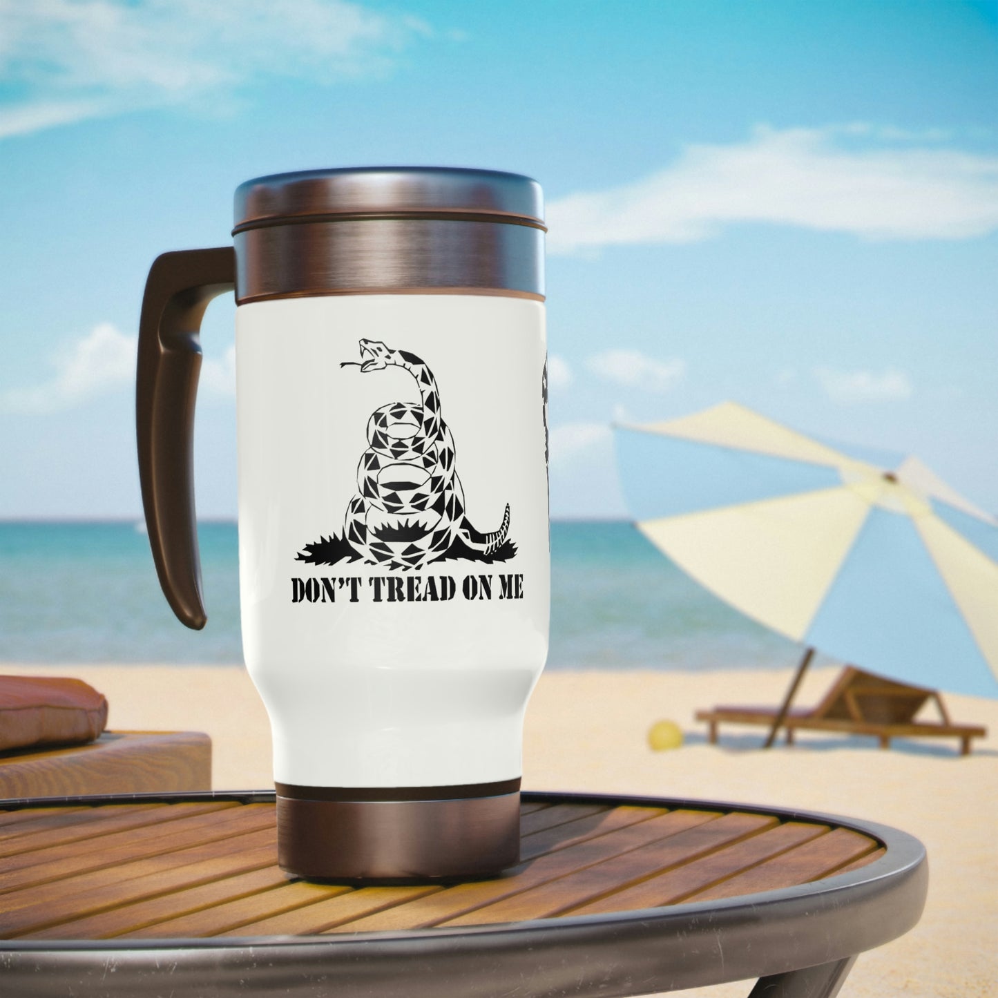 Don't Tread On Me / Punisher Stainless Steel Travel Mug with Handle, 14oz