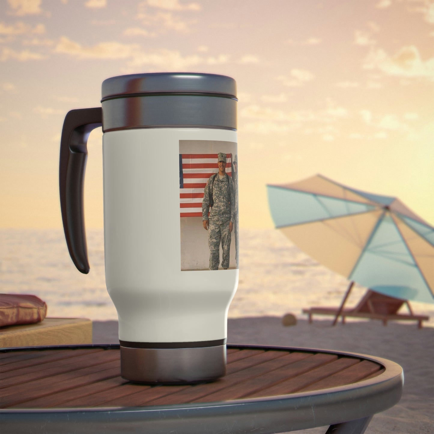 Stainless Steel Travel Mug with Handle, 14oz