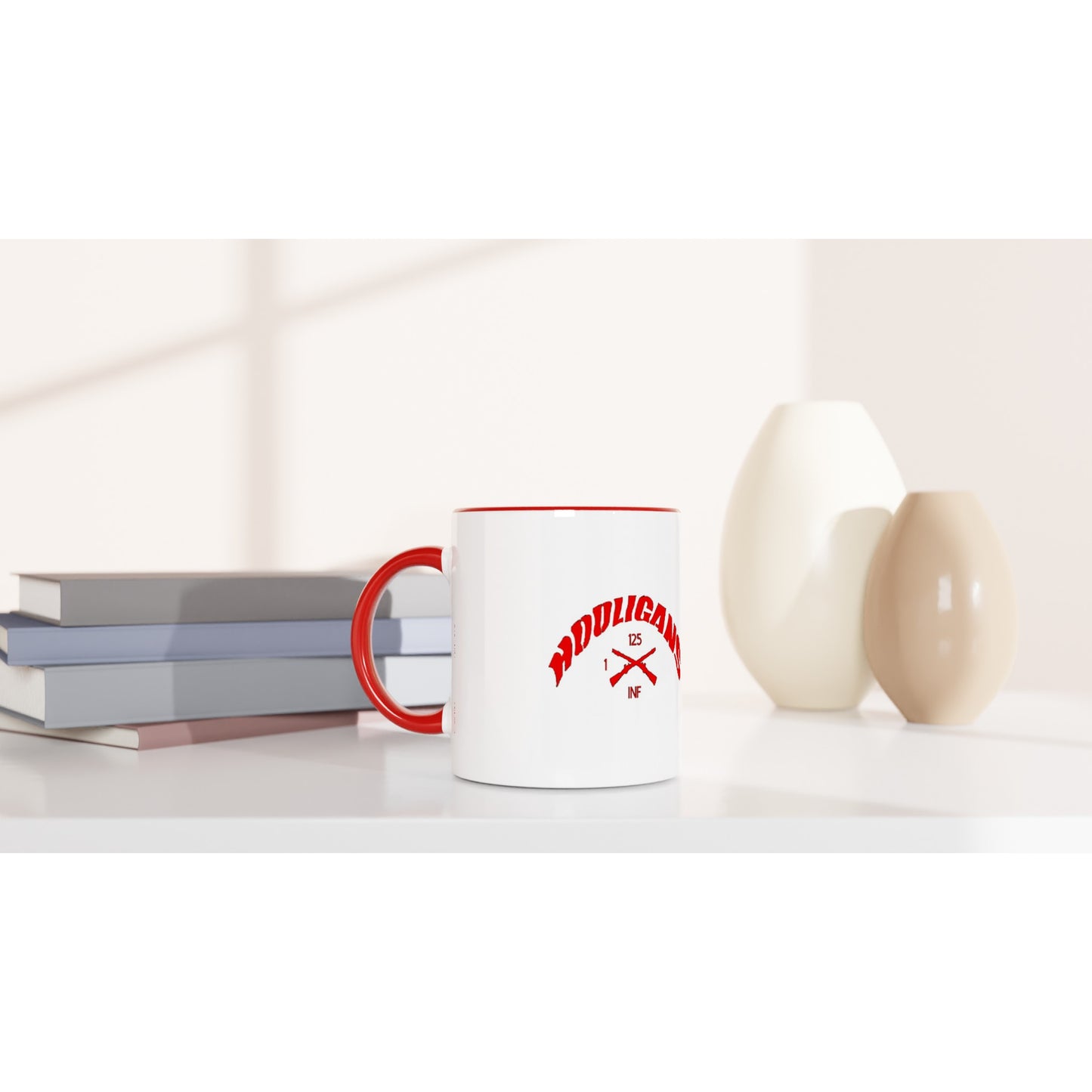 Hooligan/Punisher White 11oz Ceramic Mug with Red Inside