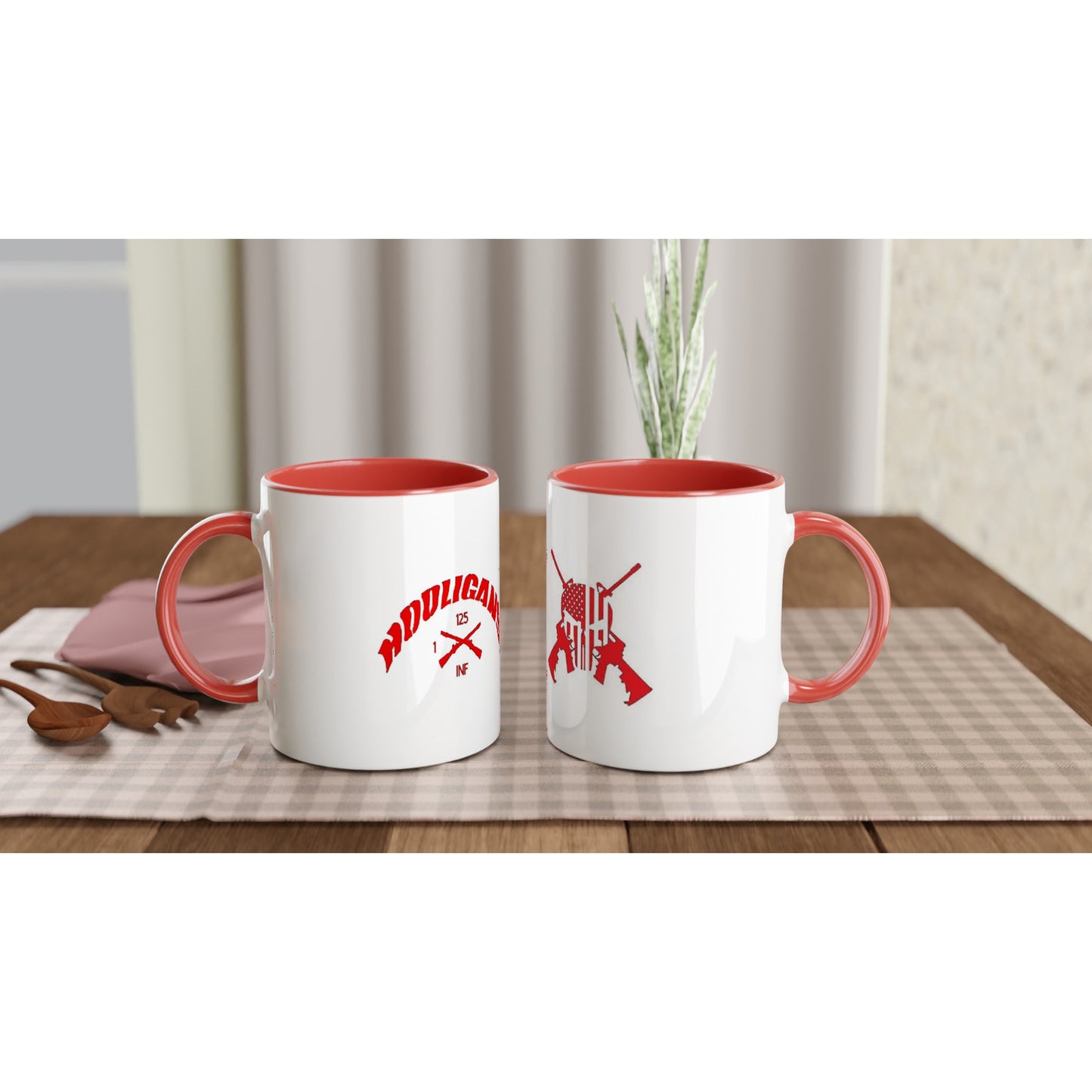 Hooligan/Punisher White 11oz Ceramic Mug with Red Inside