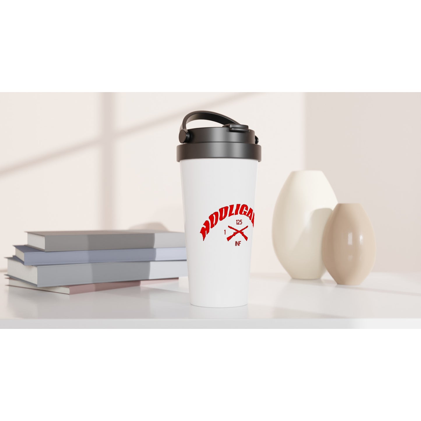 Hooligan White 15oz Stainless Steel Travel Mug