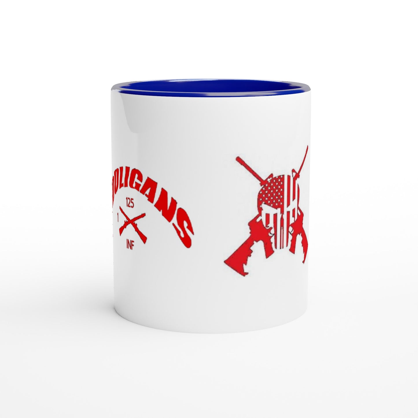 Hooligan/Punisher White 11oz Ceramic Mug with Blue Inside